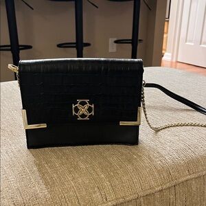 Ann Taylor Black Crossbody Bag with Gold Accents